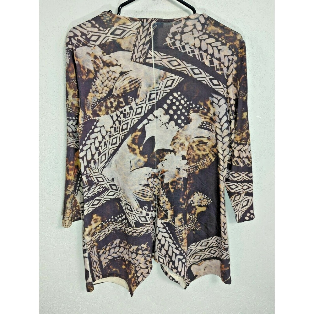Women's Signature Studio 3/4‎ Sleeve Blouse Handkerchief Hem Embellished Size M - Picture 5 of 5